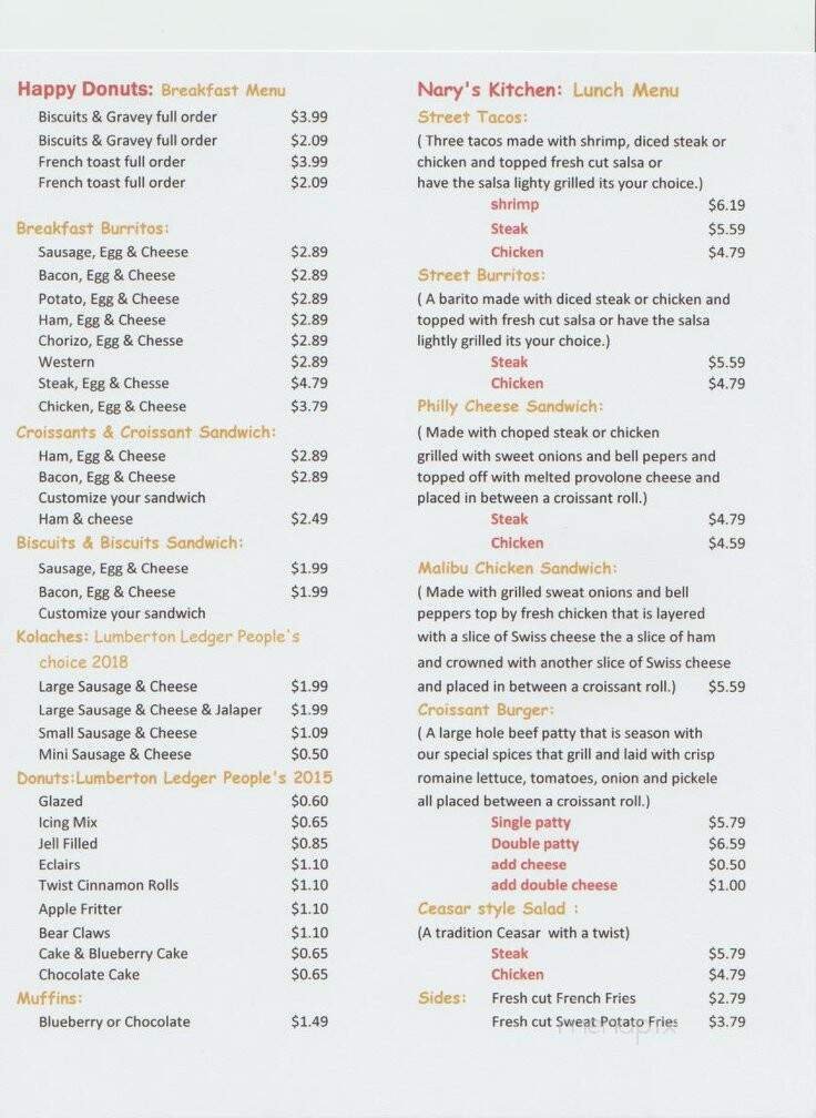 Menu page 1