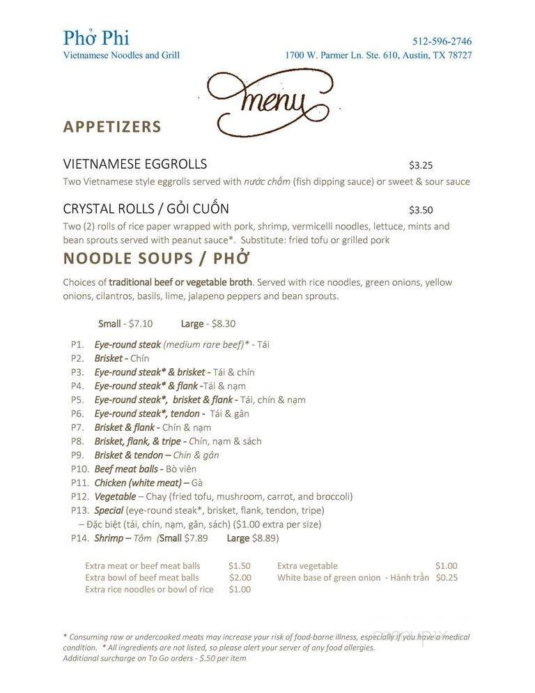 Menu page 1