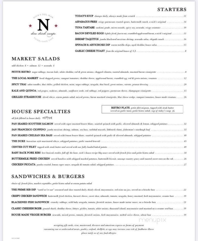 Menu page 1