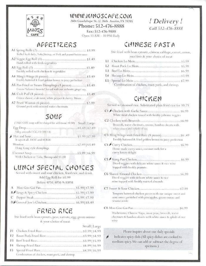 Menu page 1