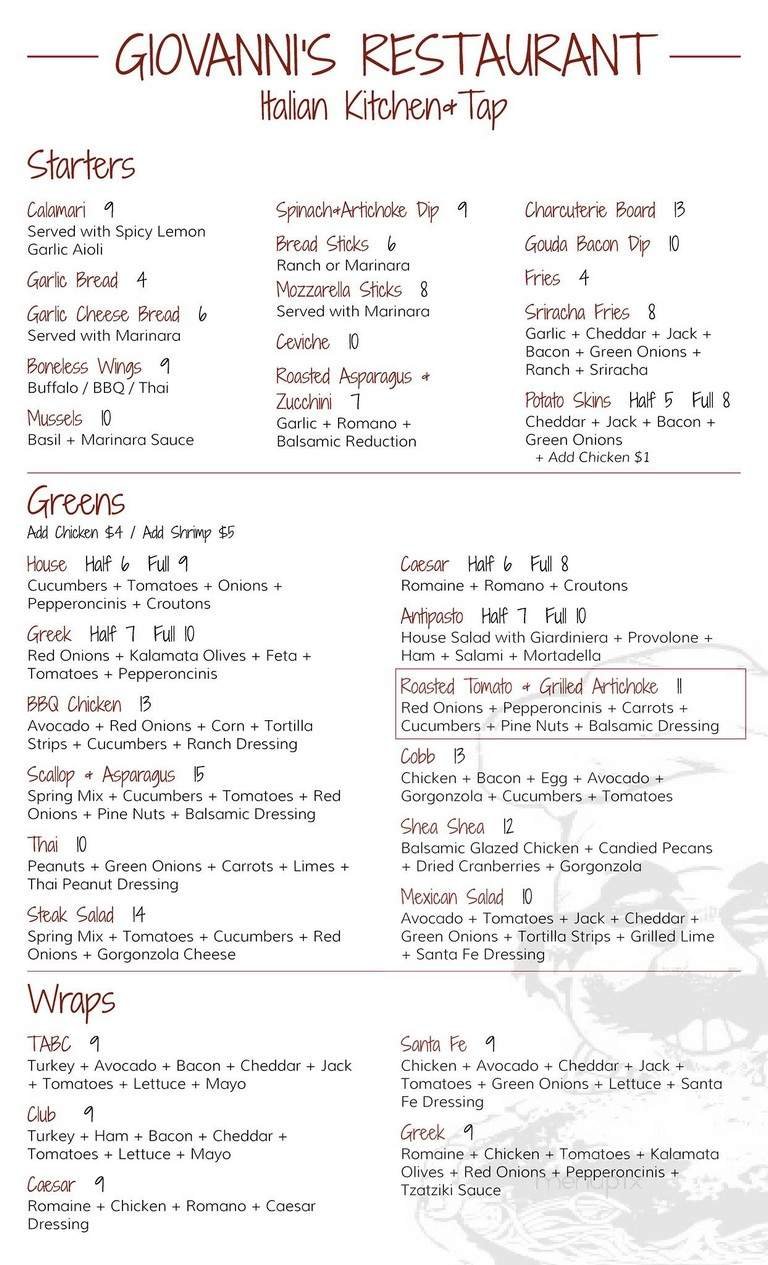 Menu page 1