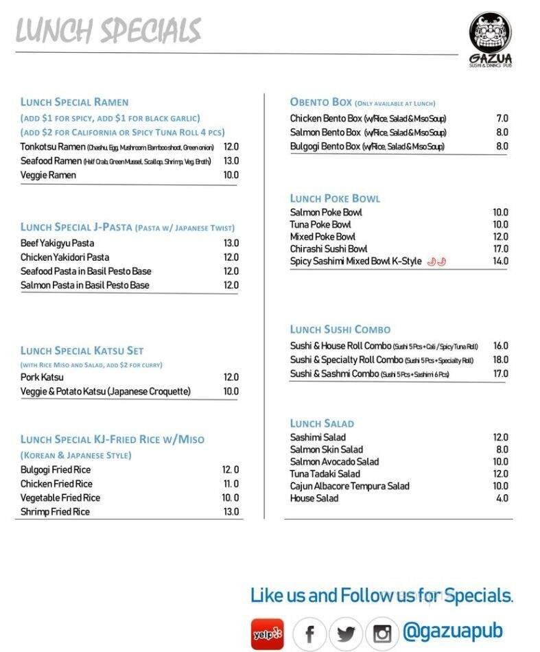 Menu page 1