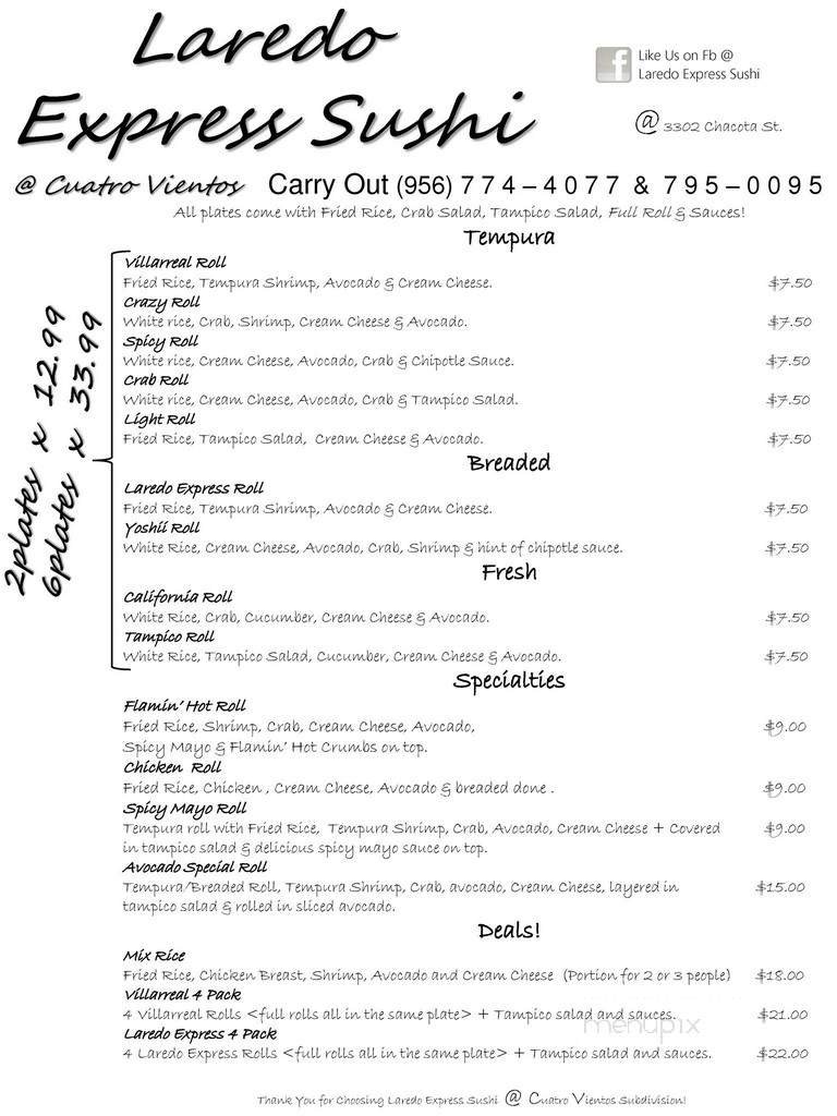 Menu page 1