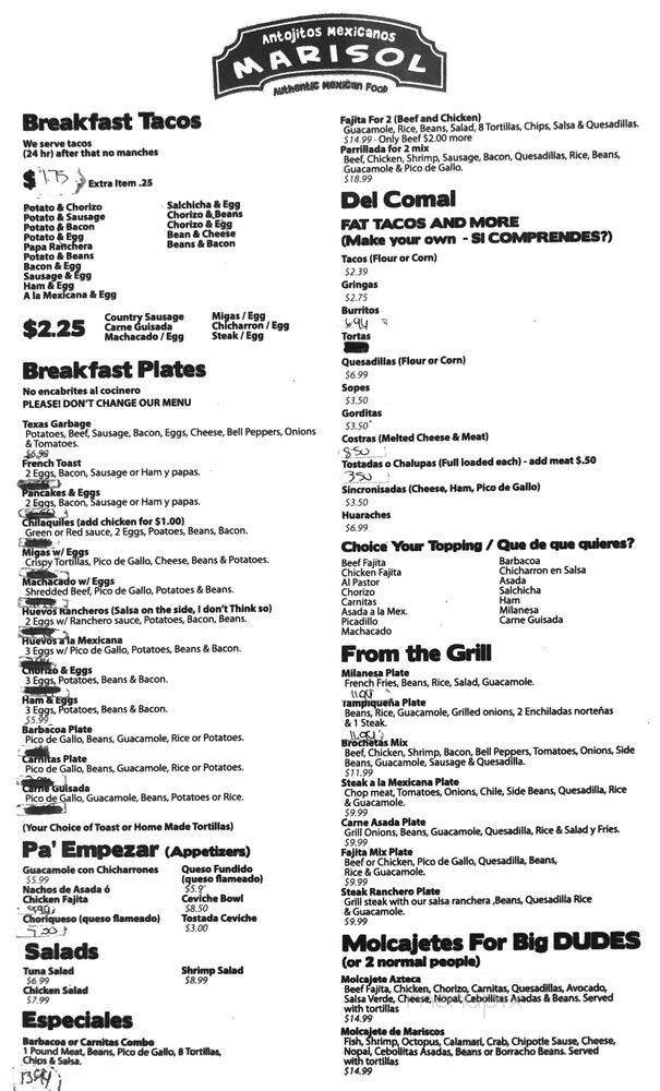 Menu page 1