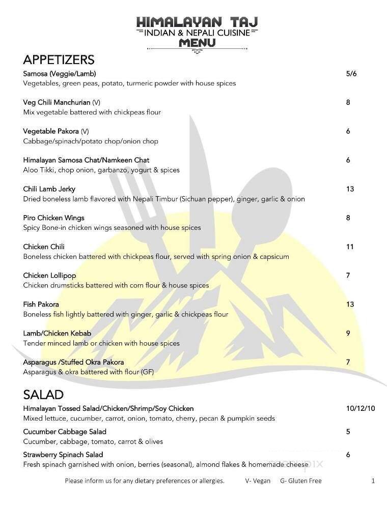 Menu page 1