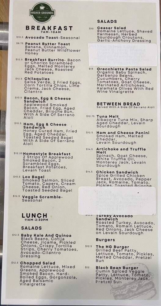 Menu page 1