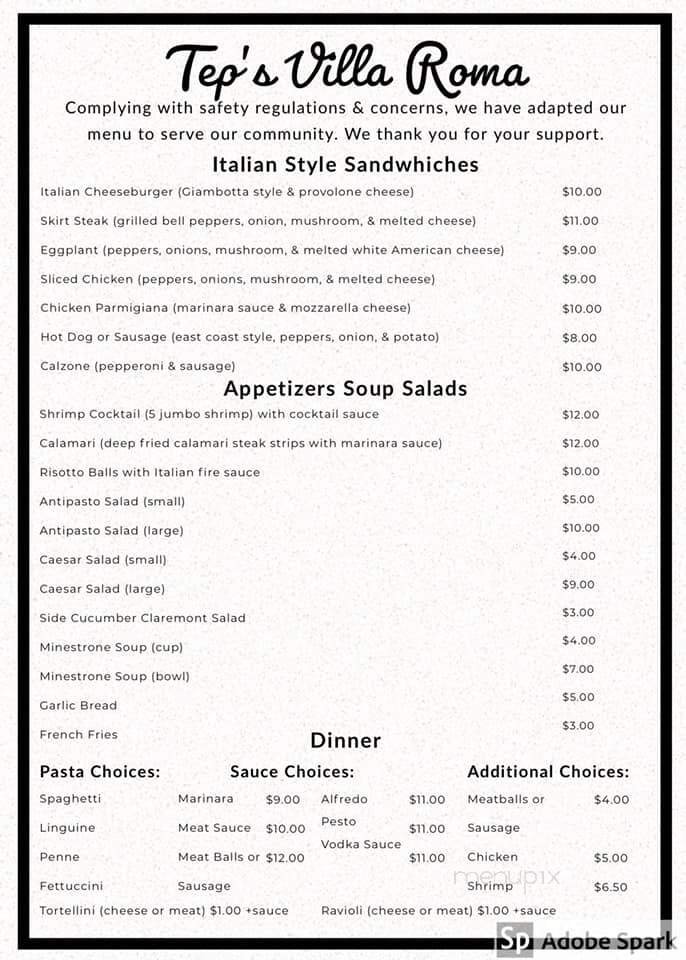 Menu page 1