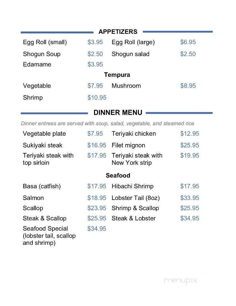 Menu page 1