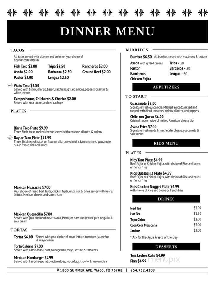 Menu page 1