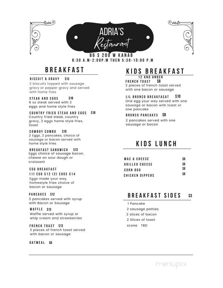 Menu page 1