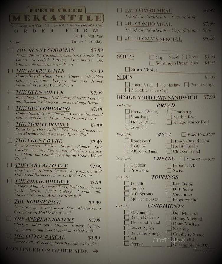 Menu page 1