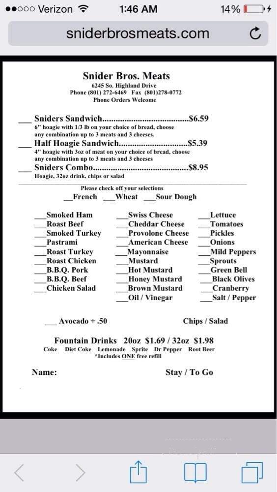 Menu page 1