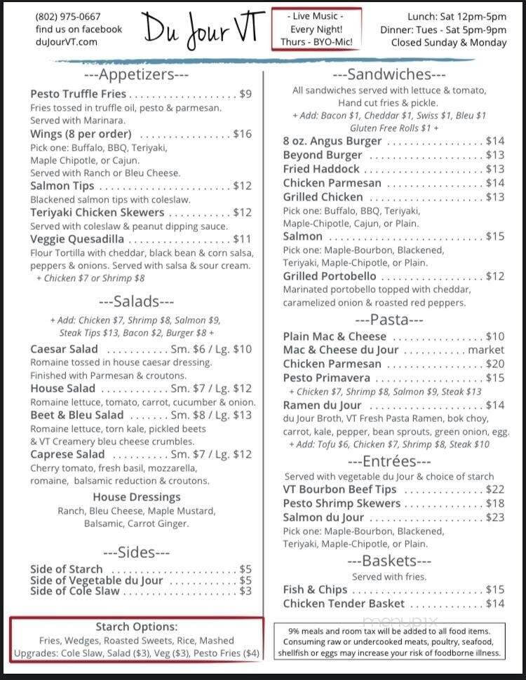 Menu page 1