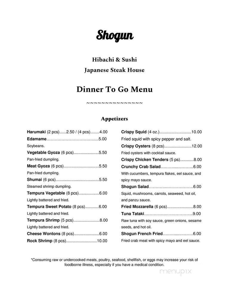 Menu page 1