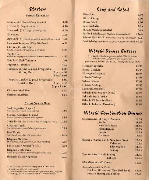 Menu page 1