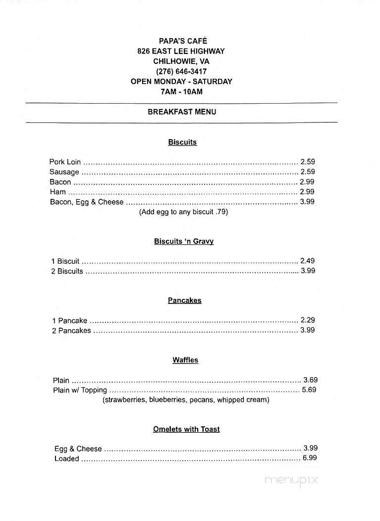 Menu page 1
