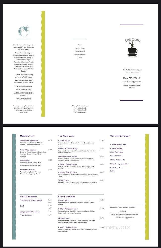 Menu page 1