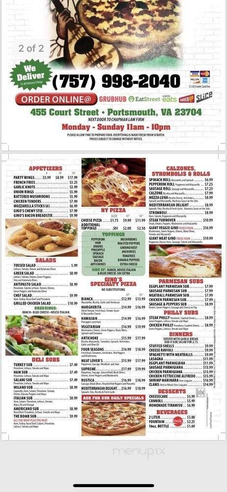 Menu page 1