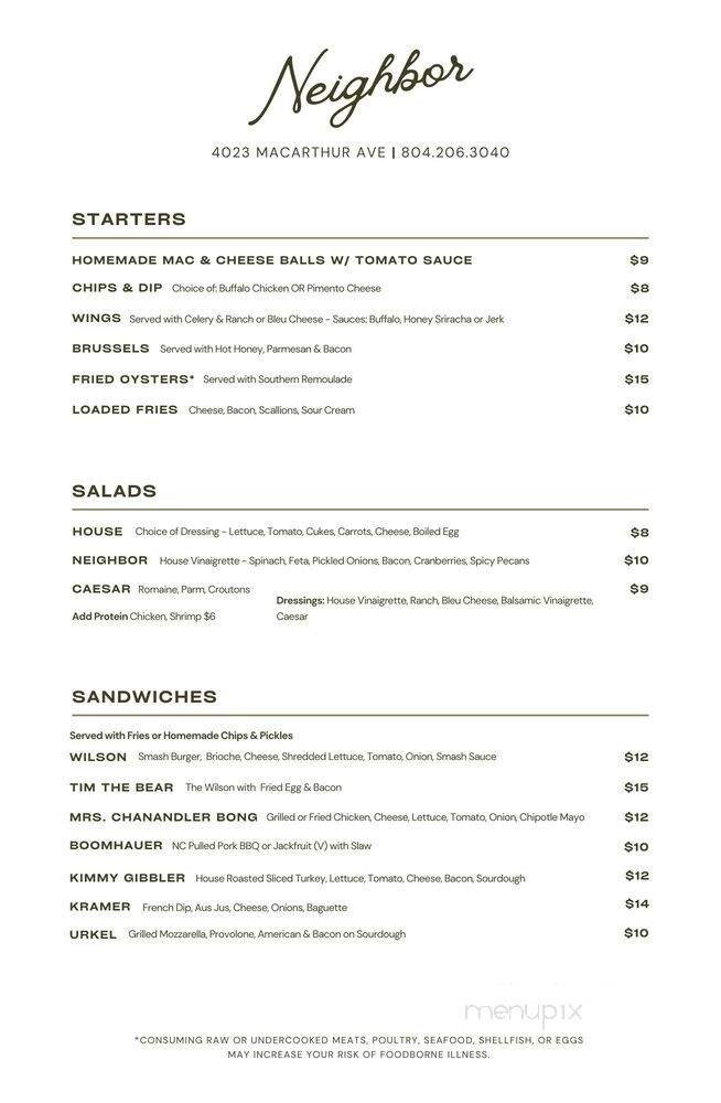 Menu page 1