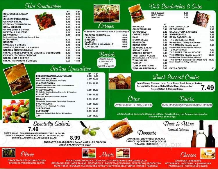 Menu page 1