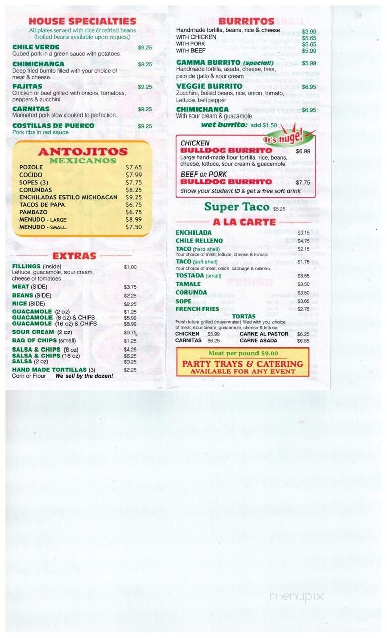 Menu page 1