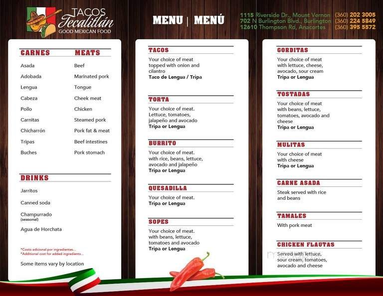 Menu page 1