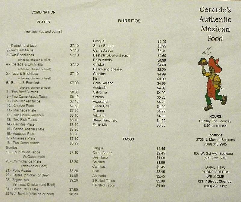 Menu page 1