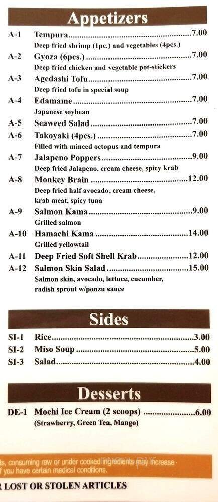 Menu page 1