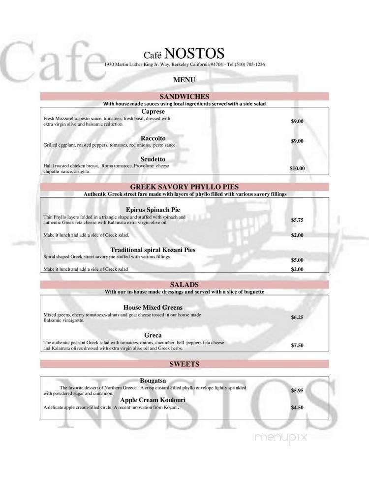 Menu page 1