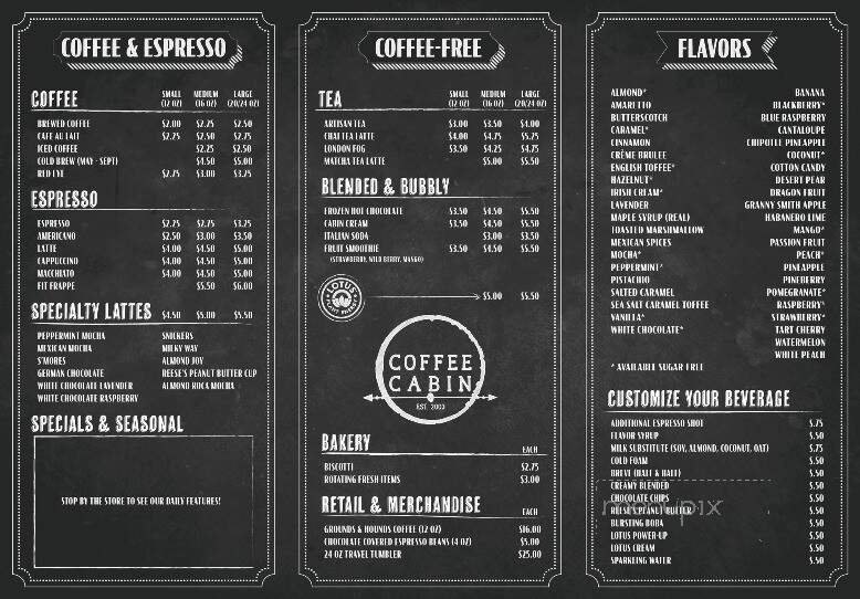 Menu page 1