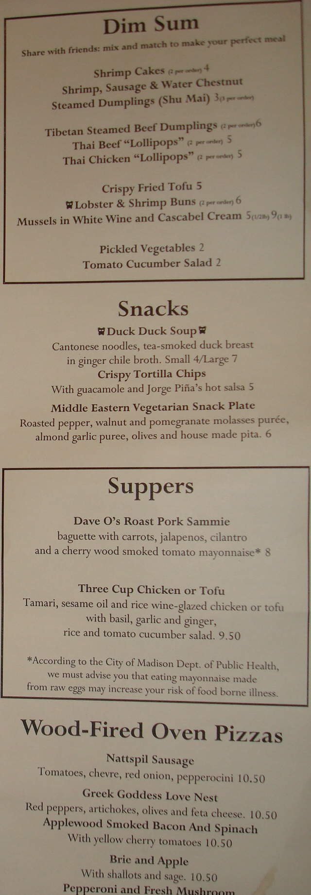 Menu page 1