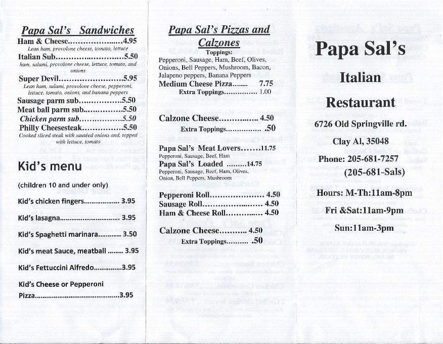Menu page 1