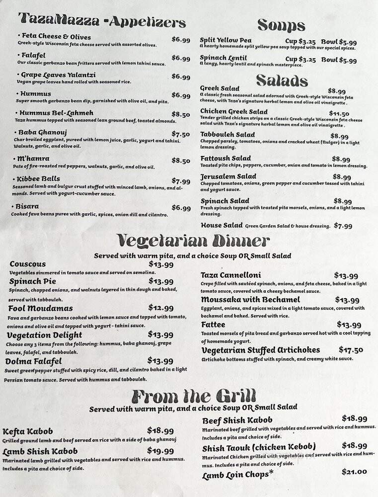 Menu page 1