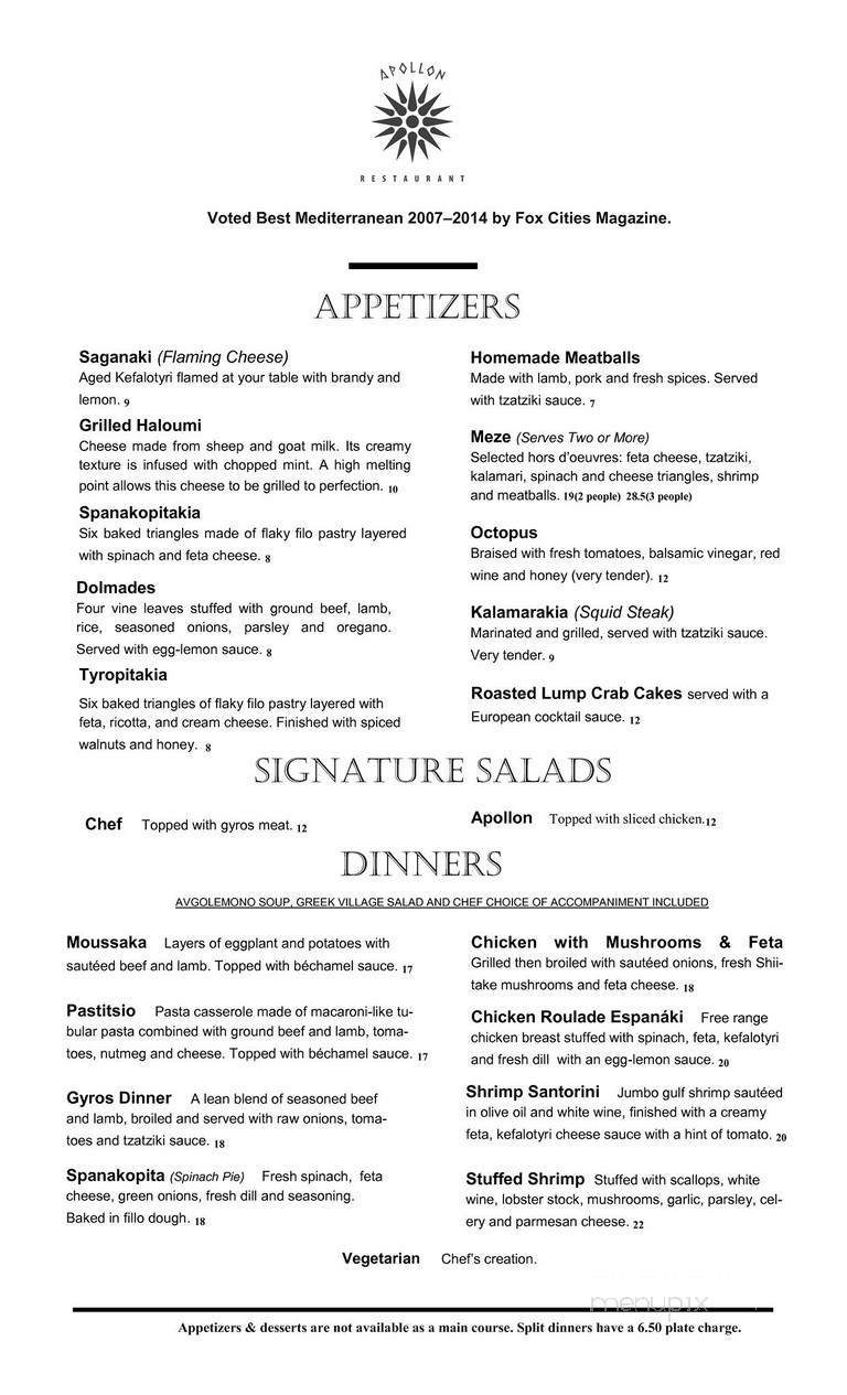 Menu page 1