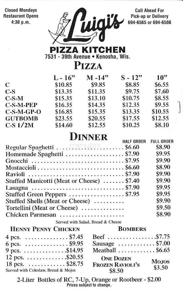 Menu page 1
