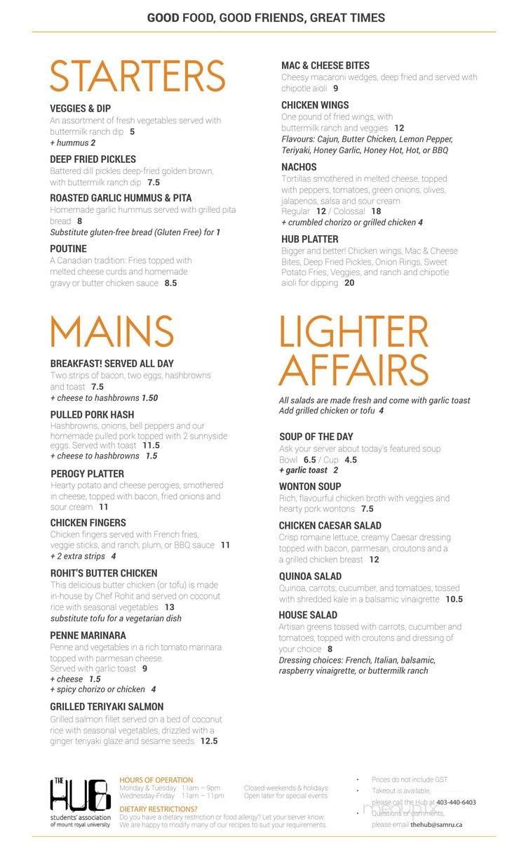 Menu page 1