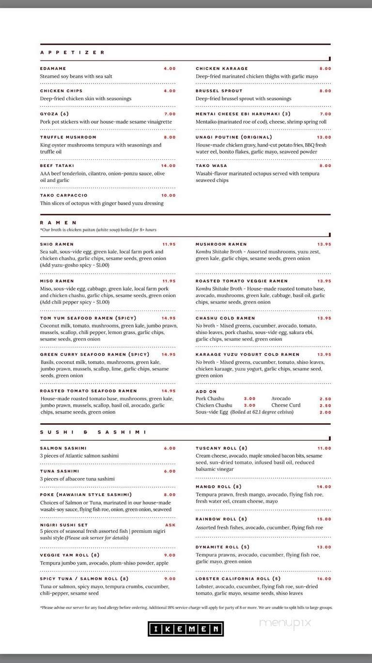 Menu page 1