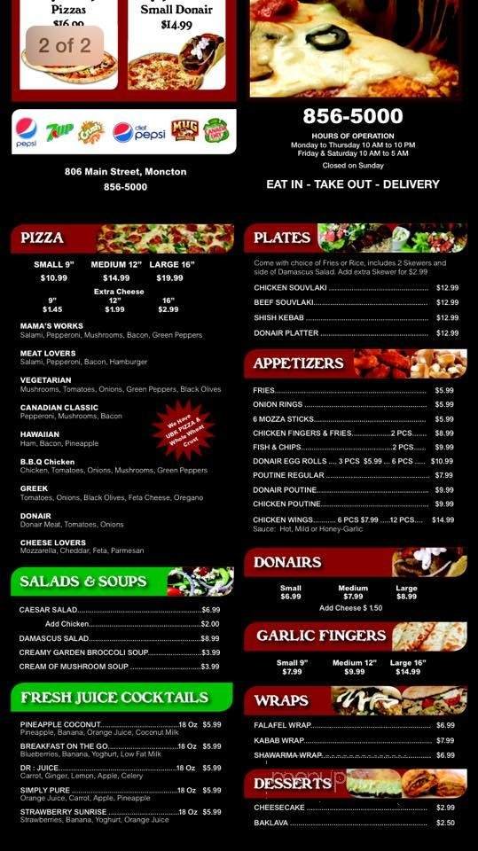 Menu page 1