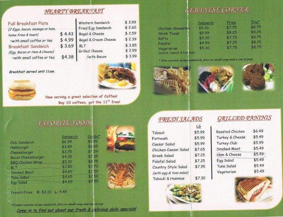 Menu page 1