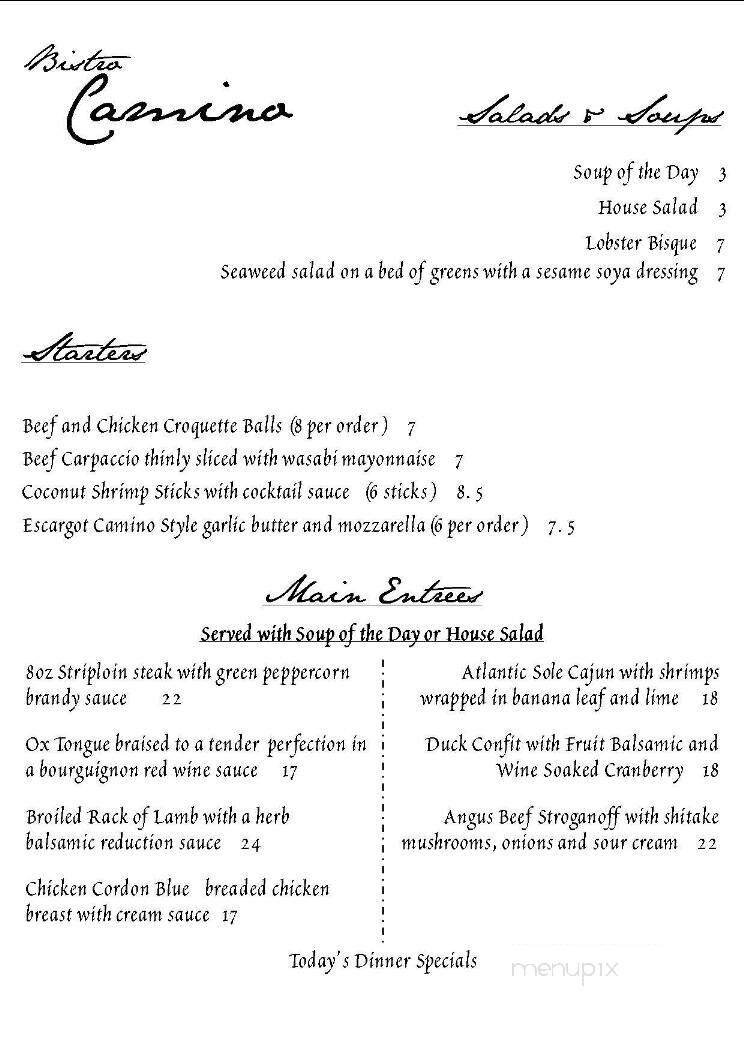 Menu page 1