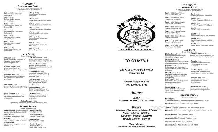 Menu page 1
