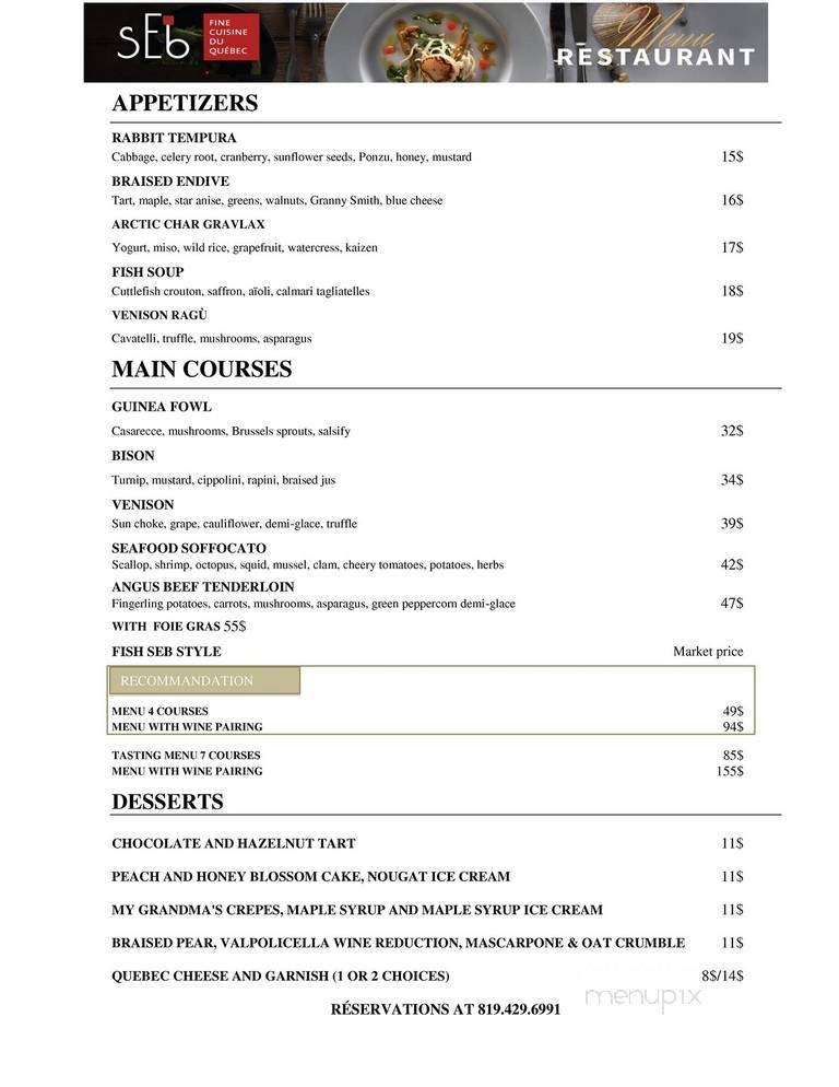 Menu page 1