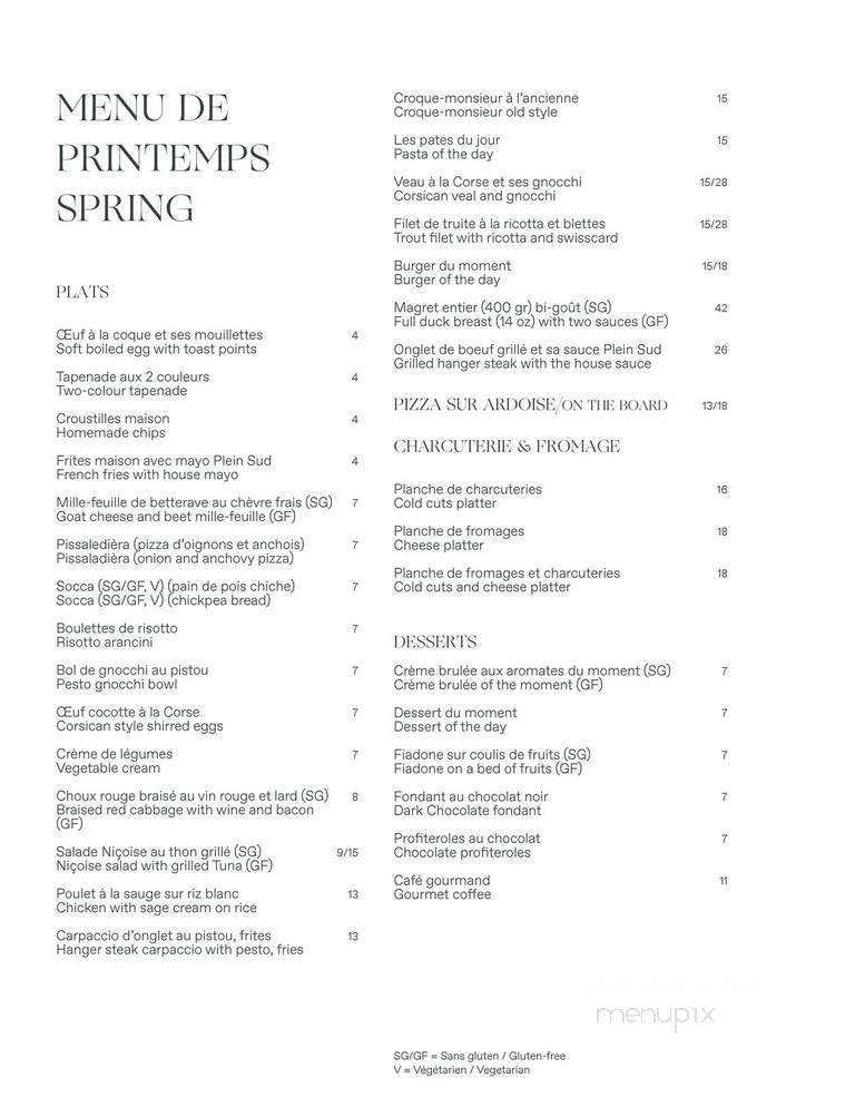 Menu page 1