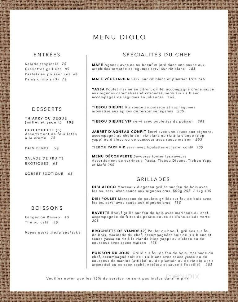 Menu page 1