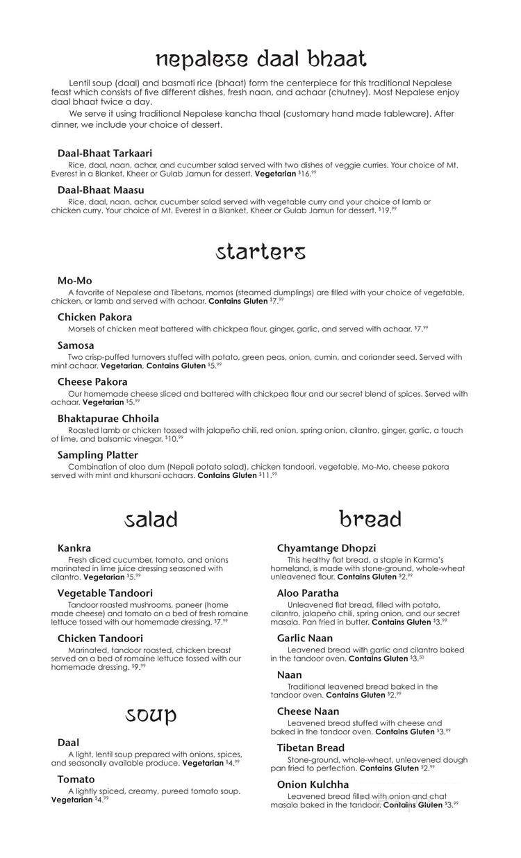 Menu page 1