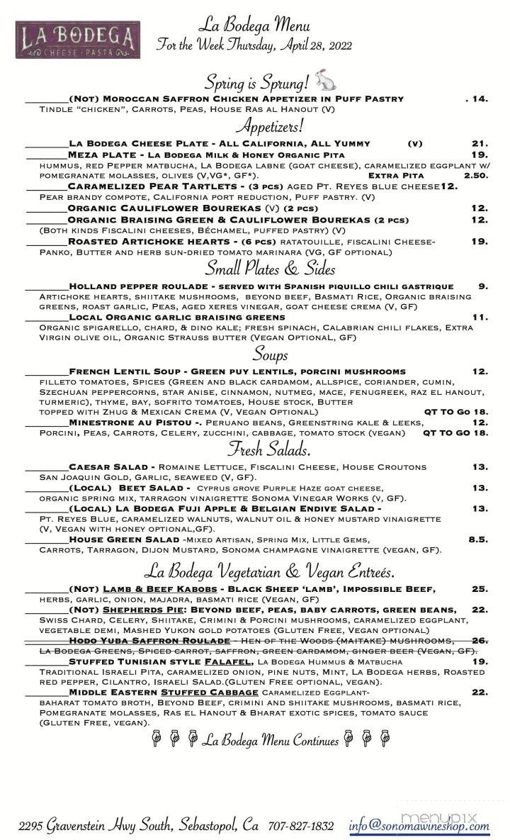 Menu page 1