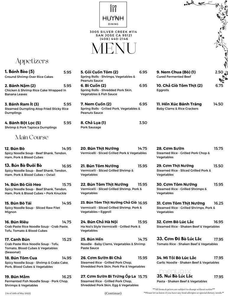 Menu page 1