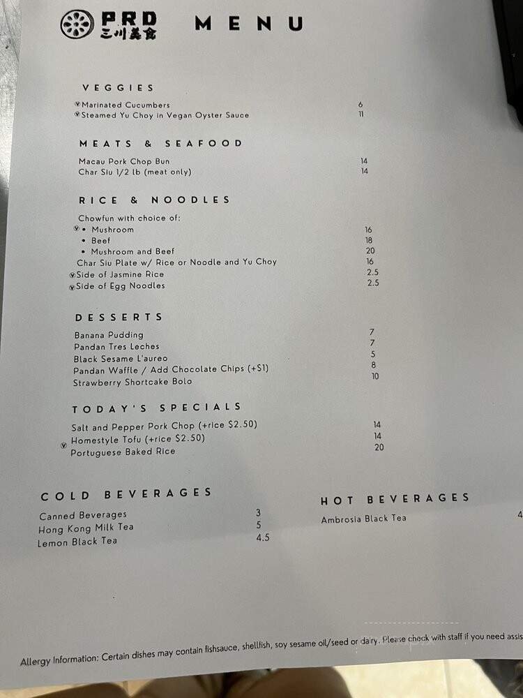 Menu page 1
