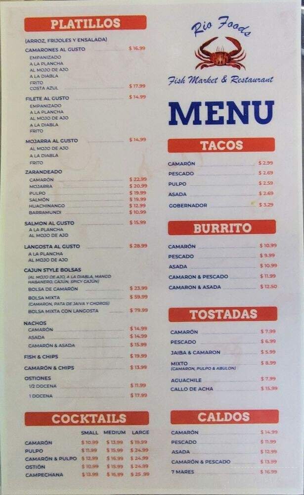 Menu page 1
