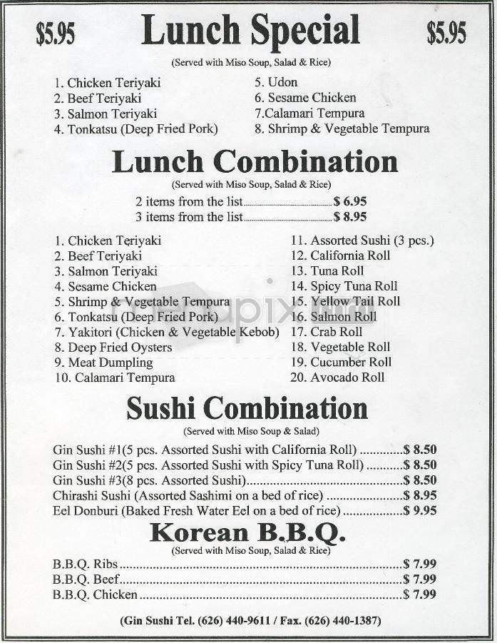 Menu page 1